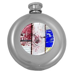 Abstract Art Of Grunge Wood Round Hip Flask (5 Oz) by FunnyCow