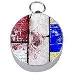 Abstract Art Of Grunge Wood Silver Compasses Front