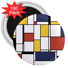 De Stijl Abstract Art 3  Magnets (100 Pack) by FunnyCow