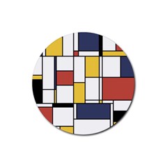 De Stijl Abstract Art Rubber Coaster (round)  by FunnyCow