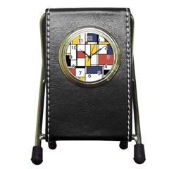 De Stijl Abstract Art Pen Holder Desk Clock by FunnyCow