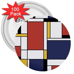 Abstract Art Of De Stijl 3  Buttons (100 Pack)  by FunnyCow