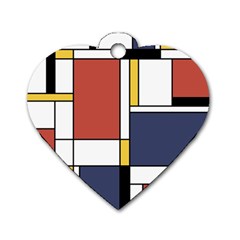 Abstract Art Of De Stijl Dog Tag Heart (two Sides) by FunnyCow