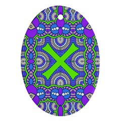 Purple Green Shapes                                        Ornament (oval) by LalyLauraFLM