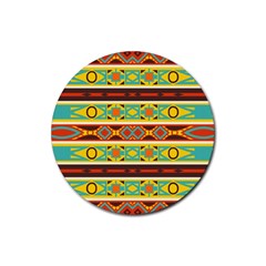 Ovals Rhombus And Squares                                          Rubber Round Coaster (4 Pack) by LalyLauraFLM