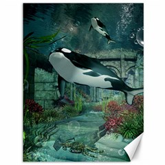 Wonderful Orca In Deep Underwater World Canvas 36  X 48   by FantasyWorld7