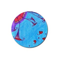 Hearts And Blue Rubber Coaster (round) 