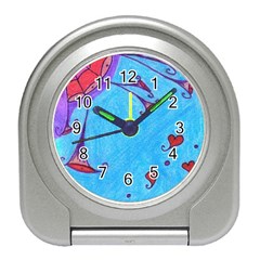 Hearts And Blue Travel Alarm Clock