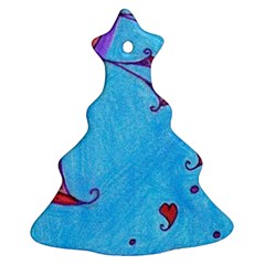 Hearts And Blue Christmas Tree Ornament (two Sides)