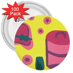 Candy Pink Hat 3  Buttons (100 Pack) 