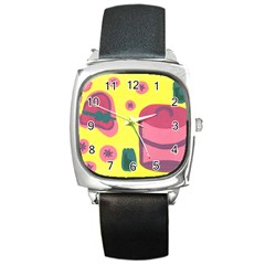 Candy Pink Hat Square Metal Watch by snowwhitegirl