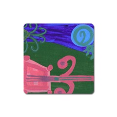 Pink Guitar Square Magnet