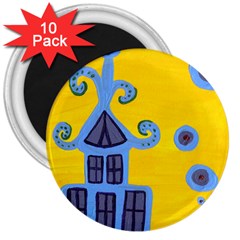 Blue House 3  Magnets (10 Pack) 