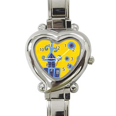 Blue House Heart Italian Charm Watch