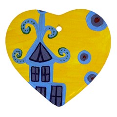 Blue House Heart Ornament (two Sides)