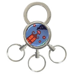 Pink Snow On Grass 3-ring Key Chains