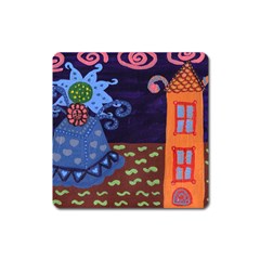 Jack In The Box Flower Square Magnet