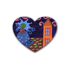 Jack In The Box Flower Rubber Coaster (heart)  by snowwhitegirl