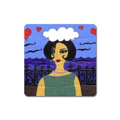 Girl By The Sea Square Magnet