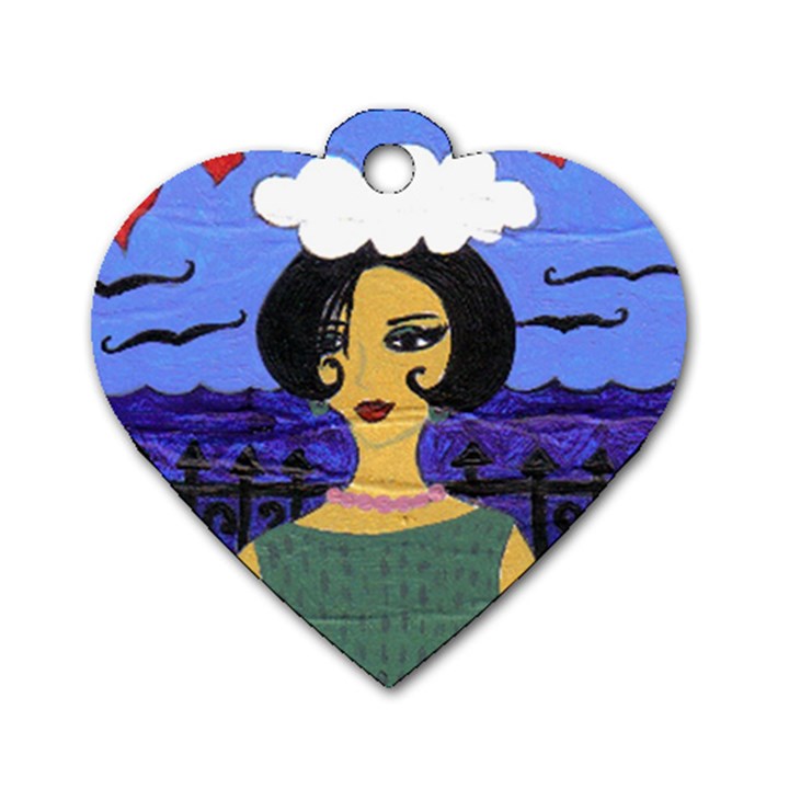 Girl By The Sea Dog Tag Heart (Two Sides)