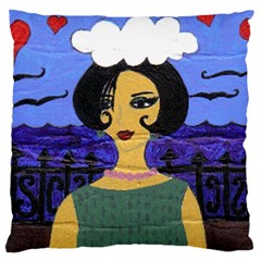Girl By The Sea Large Cushion Case (two Sides)