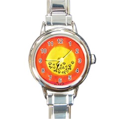 Red Sun Round Italian Charm Watch