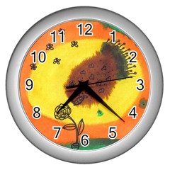 Pirana Eating Flower Wall Clock (silver)