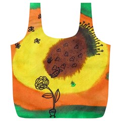 Pirana Eating Flower Full Print Recycle Bags (l) 