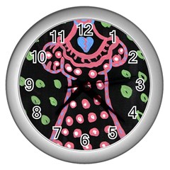 Dress And Falling Leaves Wall Clock (silver) by snowwhitegirl