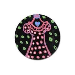 Dress And Falling Leaves Magnet 3  (round)