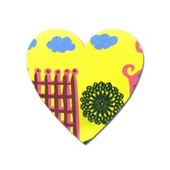 Pink House And Fence Heart Magnet