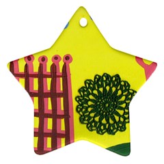 Pink House And Fence Star Ornament (two Sides) by snowwhitegirl