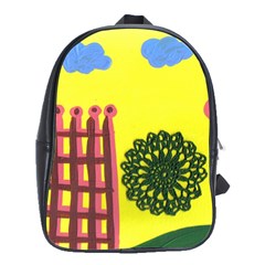 Pink House And Fence School Bag (large)