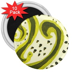 Yellow Swirls 3  Magnets (10 Pack) 