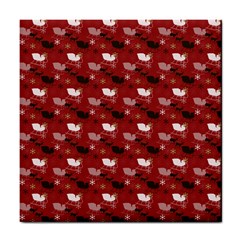 Snow Sleigh Deer Red Tile Coasters