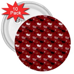 Snow Sleigh Deer Red 3  Buttons (10 Pack)  by snowwhitegirl