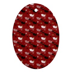 Snow Sleigh Deer Red Oval Ornament (two Sides) by snowwhitegirl