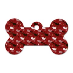 Snow Sleigh Deer Red Dog Tag Bone (one Side)