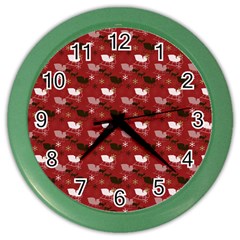 Snow Sleigh Deer Red Color Wall Clock by snowwhitegirl