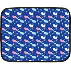 Snow Sleigh Deer Blue Double Sided Fleece Blanket (mini) 