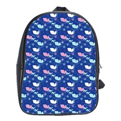 Snow Sleigh Deer Blue School Bag (large)