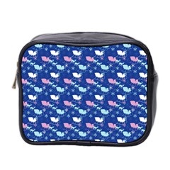 Snow Sleigh Deer Blue Mini Toiletries Bag 2-side