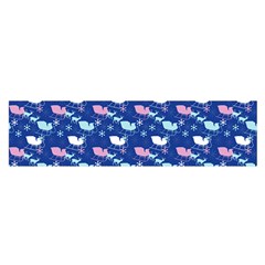 Snow Sleigh Deer Blue Satin Scarf (oblong)