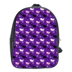 Snow Sleigh Deer Purple School Bag (large)