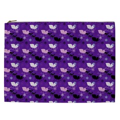 Snow Sleigh Deer Purple Cosmetic Bag (xxl)