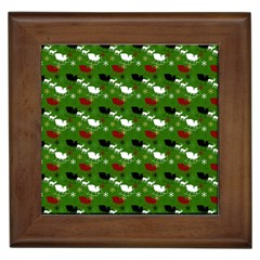 Snow Sleigh Deer Green Framed Tiles by snowwhitegirl