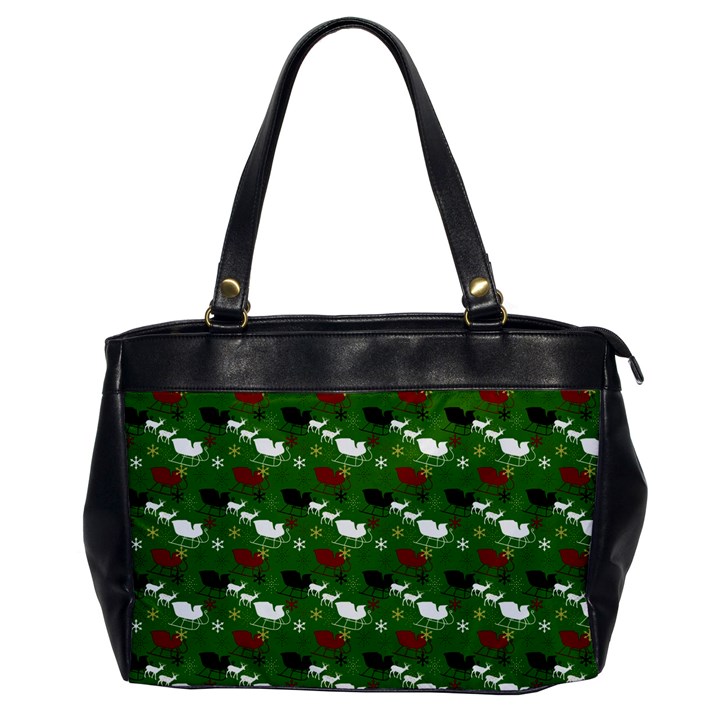 Snow Sleigh Deer Green Office Handbags