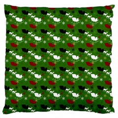 Snow Sleigh Deer Green Large Flano Cushion Case (two Sides) by snowwhitegirl
