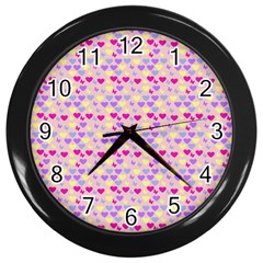 Hearts Butterflies Pink 1200 Wall Clock (Black)