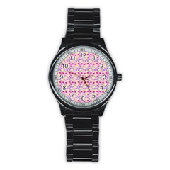 Hearts Butterflies Pink 1200 Stainless Steel Round Watch